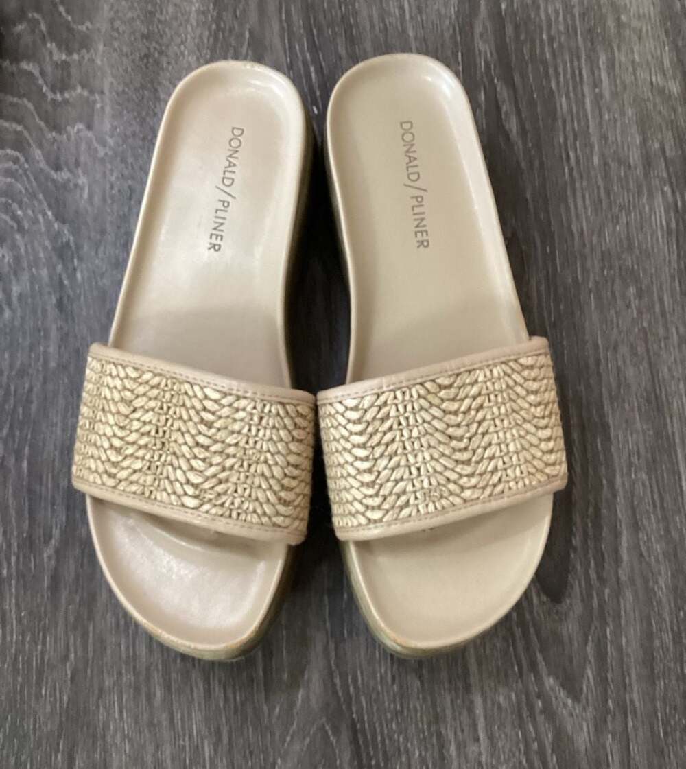 Donald Pliner Fuji Woven Platform Slide Sandals Size 6.5M